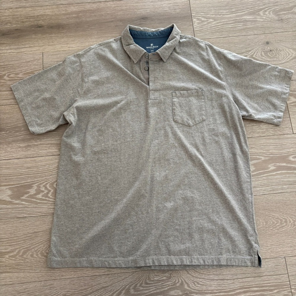 Woolrich Mens Gray Short Sleeve Soft Cotton Comfort Pocket‎ Polo Shirt Size 2XL
